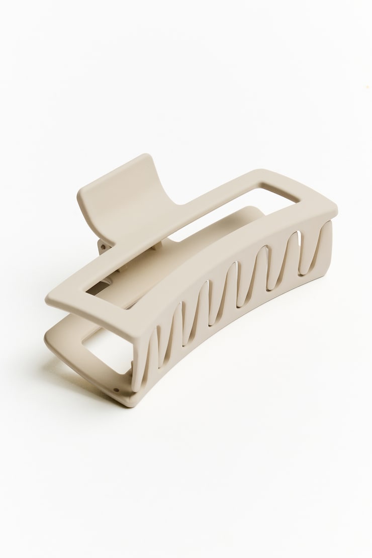 Oversized Rectangle Claw Clip, Coconut Whip Beige, large
