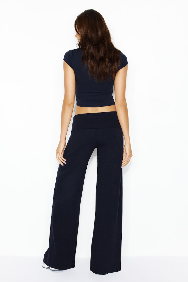 Brushed StretchTerry™ Wide Leg Pants, Naughty Navy Blue, large