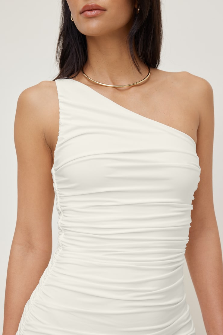 Sculpt Ruched Mini Dress Snow White large