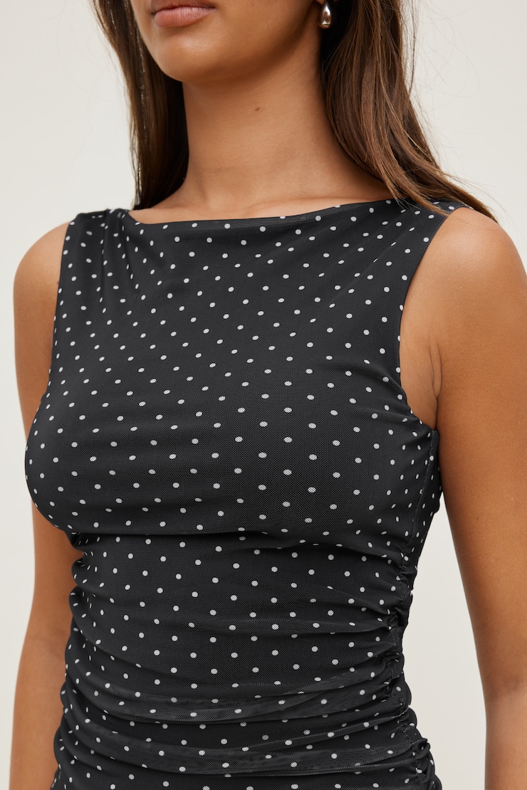 Nola Printed Mesh Tank Top Black | Dynamite