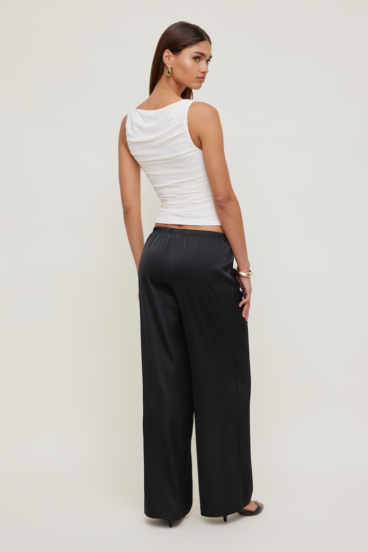 Leo Satin Wide Leg Pants Jet Black large