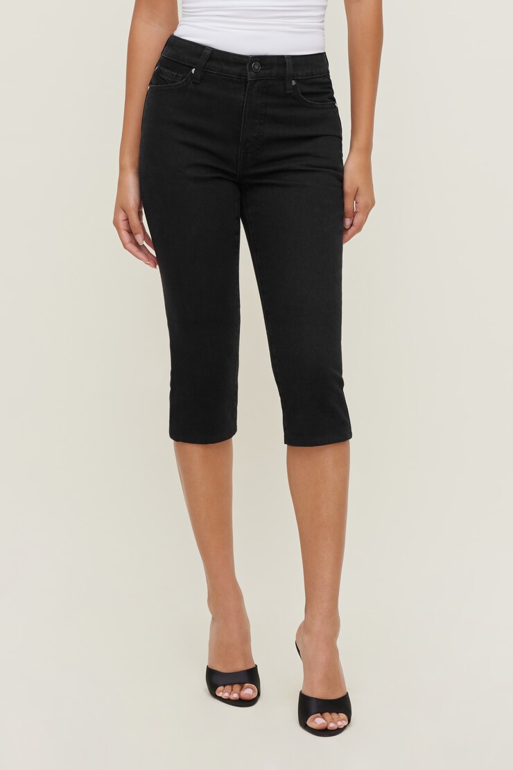 Stretch High Rise Slim Capri Jeans Dark Indigo / Smokey Black large