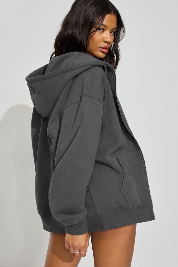 SoftTerry Oversized Zip-Up Hoodie Gray | Garage