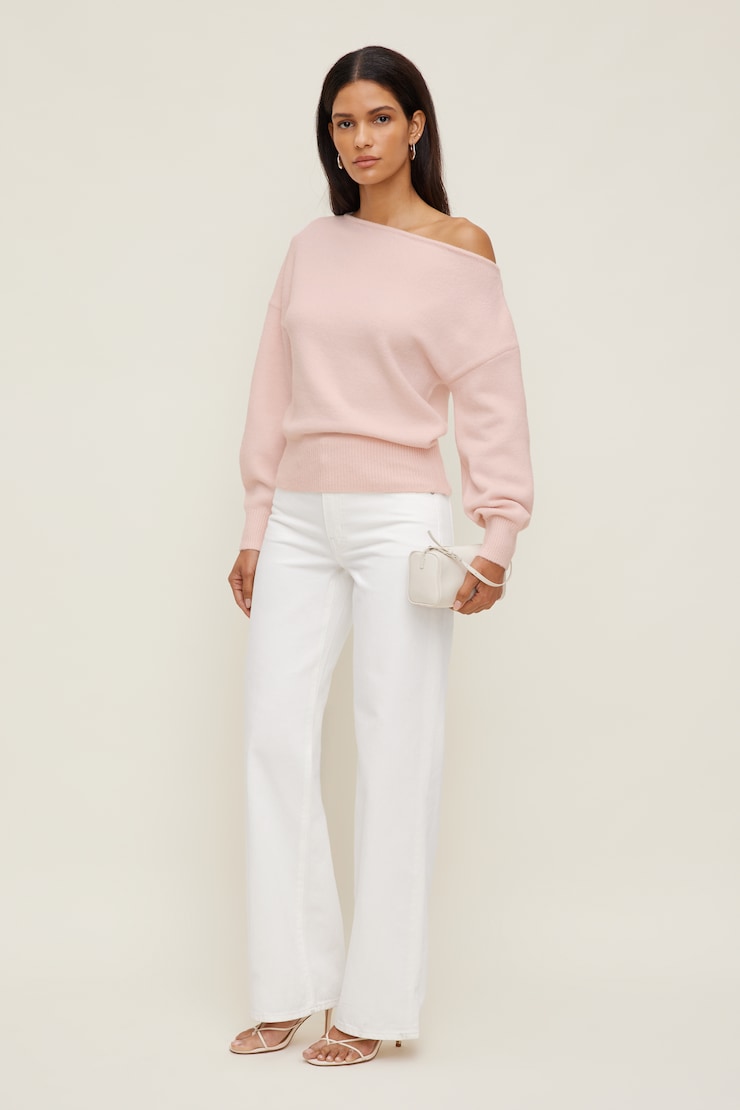 Lola Off Shoulder Sweater Mauve Chalk Pink large