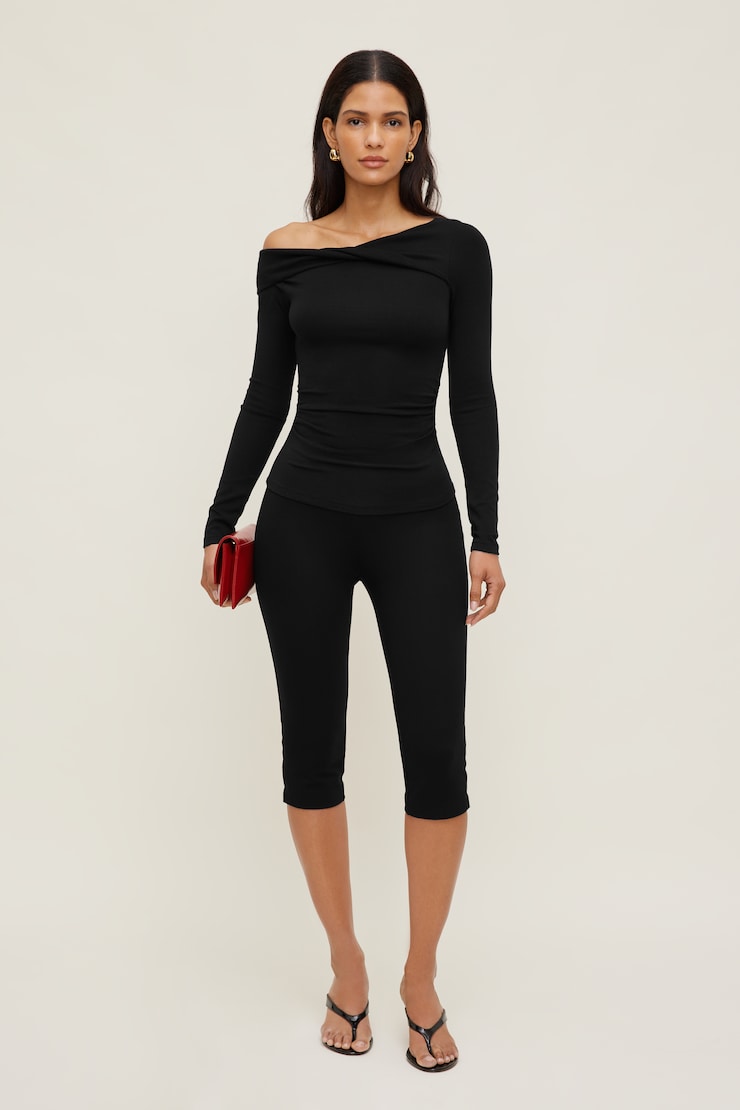 Twisted Long Sleeve Top Jet Black large