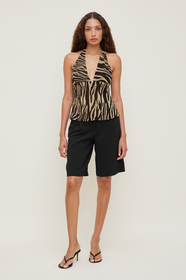 Vea Georgette Halter Top Zebra Brown large