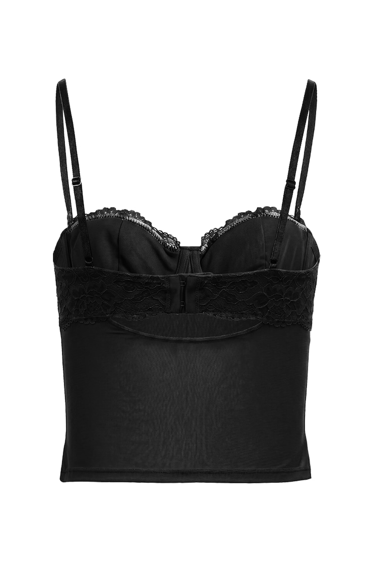 Sabrina Sheer Lace Corset Top, Jet Black, large