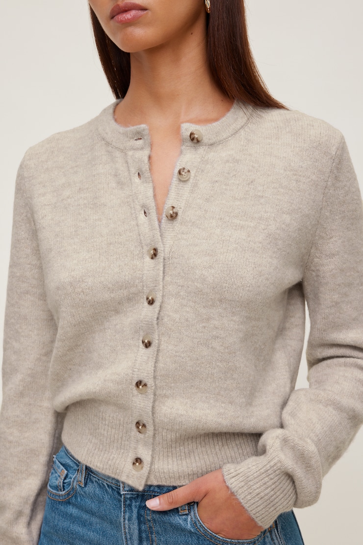 Rebecca Crewneck Cardigan Atmosphere Melange Beige large