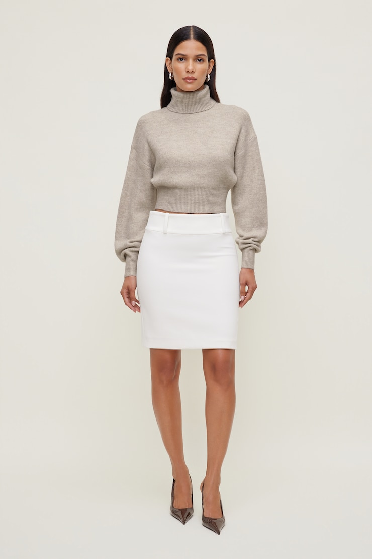 Ellora Cropped Turtleneck Sweater Atmosphere Melange Beige large