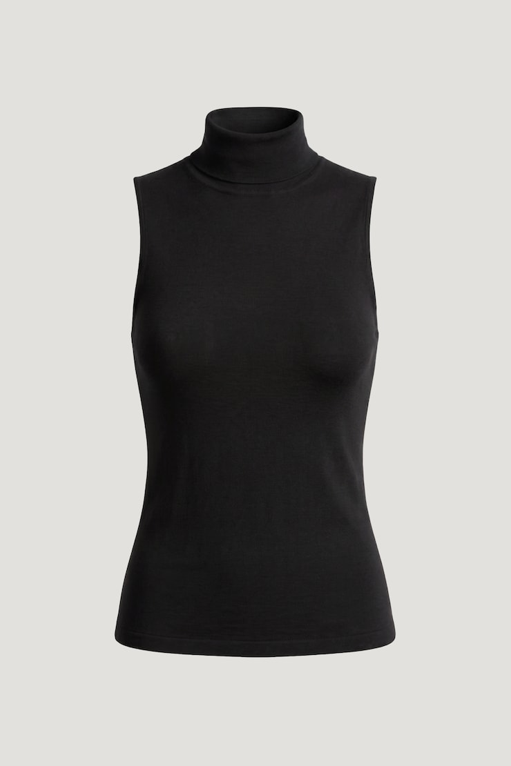 Sleeveless Turtleneck Top Jet Black large
