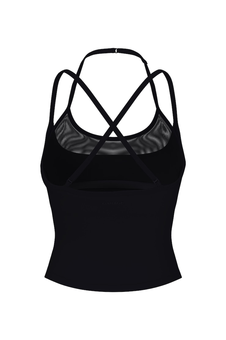 Active Double Layer Mesh Tank Top, Jet Black, large