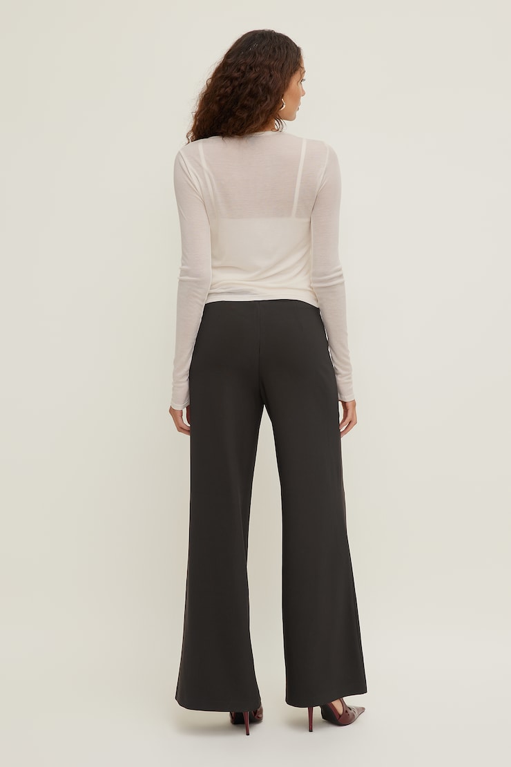 Pantalon à jambe large et attaches Brun torte au chocolat large