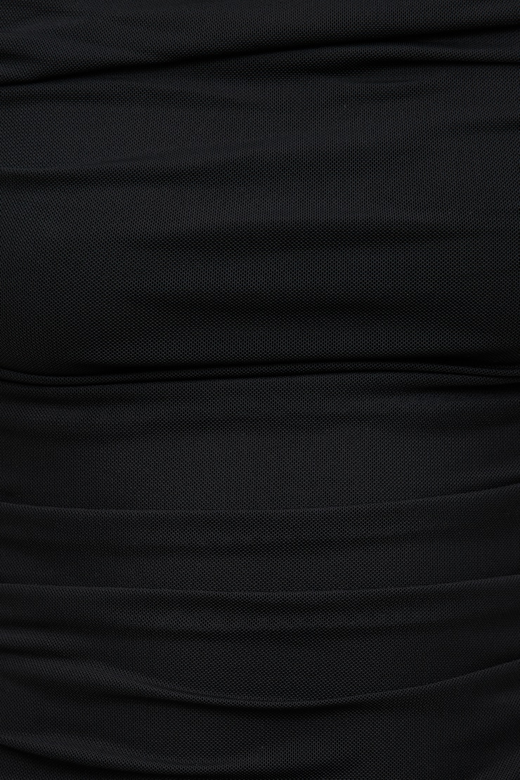 Ruched Mesh Tank Top Jet Black large
