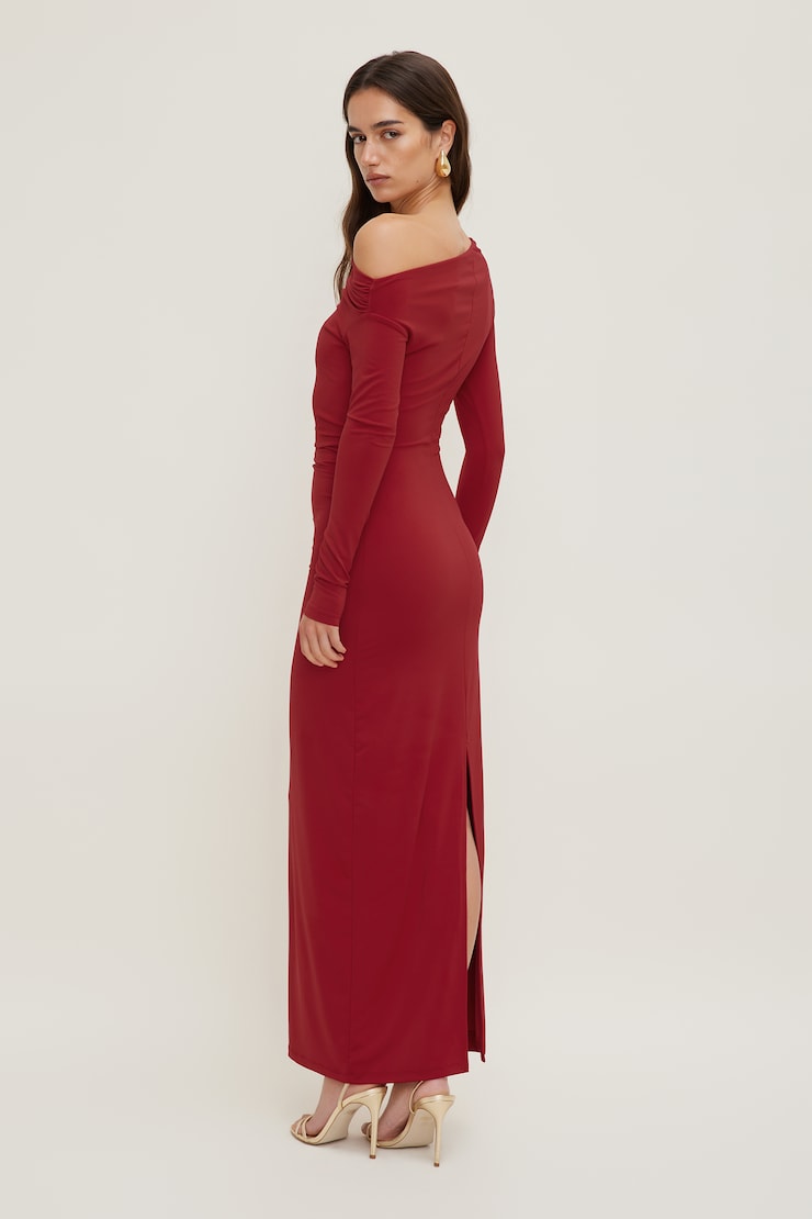 Sculpt Long Sleeve Maxi Dress CHILI PEPPER large