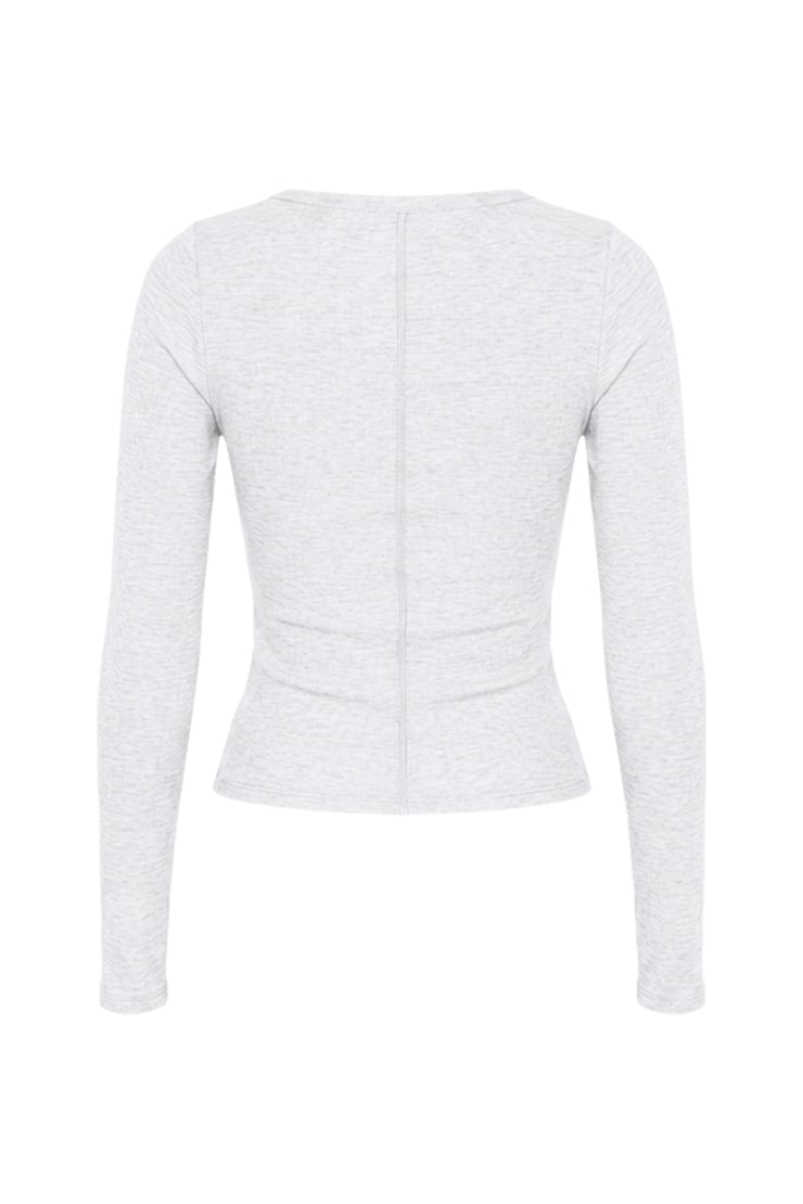 SnatchRib Scoop Neck Longsleeve Top, Spring Grey Mix, large