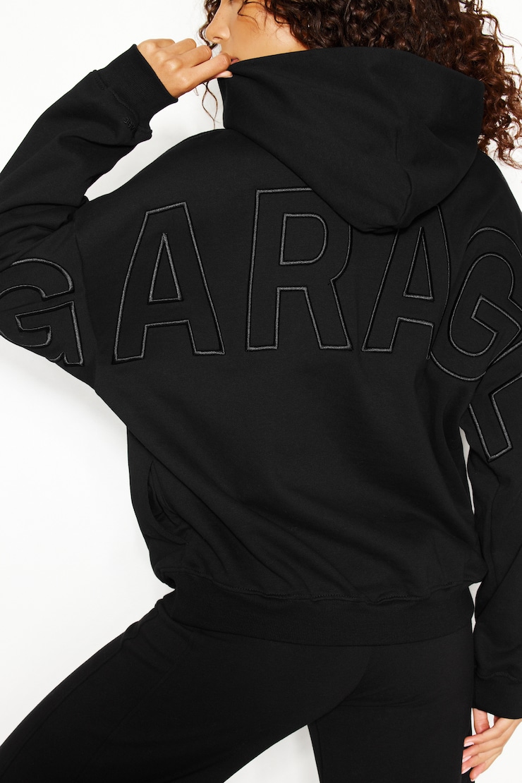 UltraFleece Hoodie, Jet Black with Back Art, large