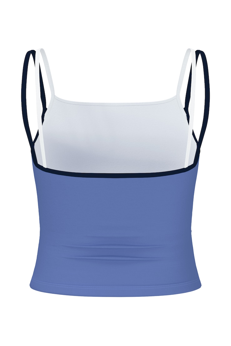 Sleek Double Layer Cami Top, Blue Blush/Bright White/Naughty Navy Blue, large