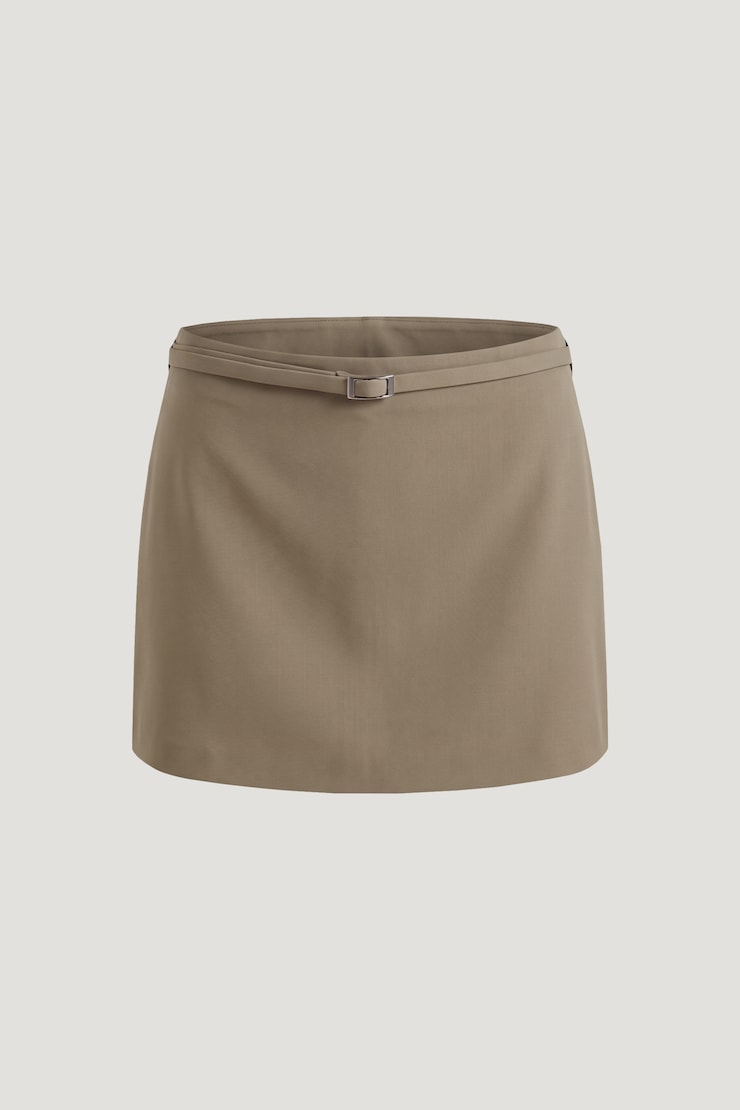 Mid Rise Belted Mini Skort Dry Clay Taupe large