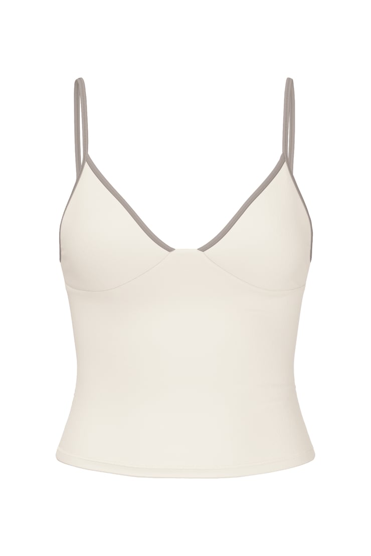 Active Plunge Cami Top, Coconut Whip Beige, large