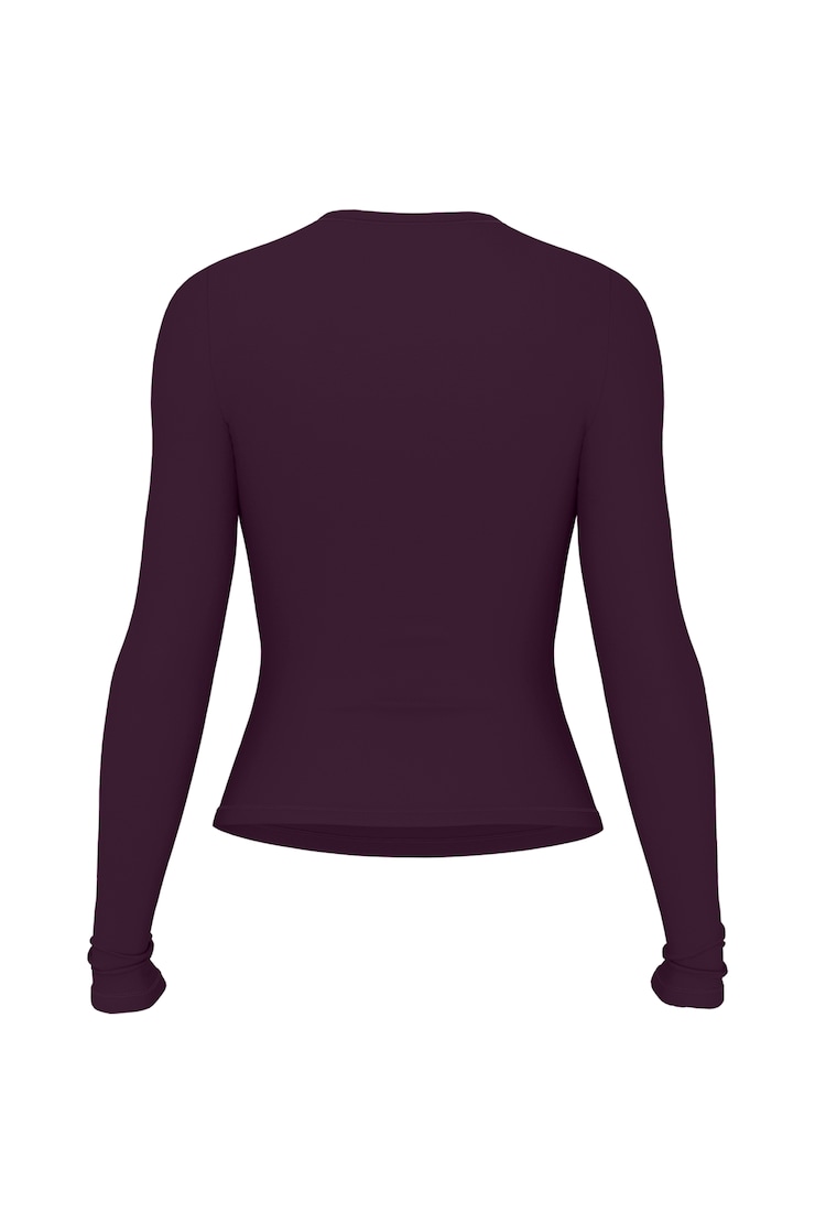 Baretouch Crewneck Long Sleeve Top, Wild Berry Maroon, large
