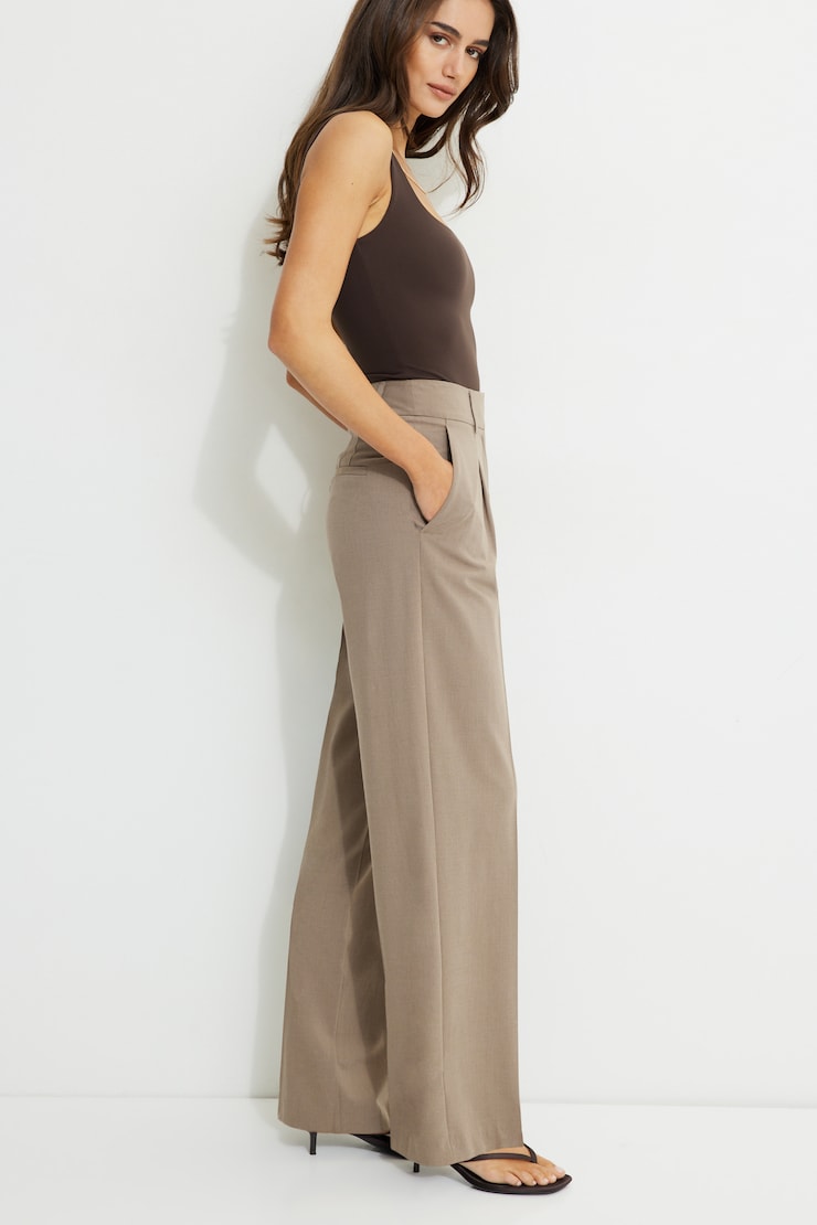 Sofia Pleated Straight Leg Pants Chalet Brown Melange large