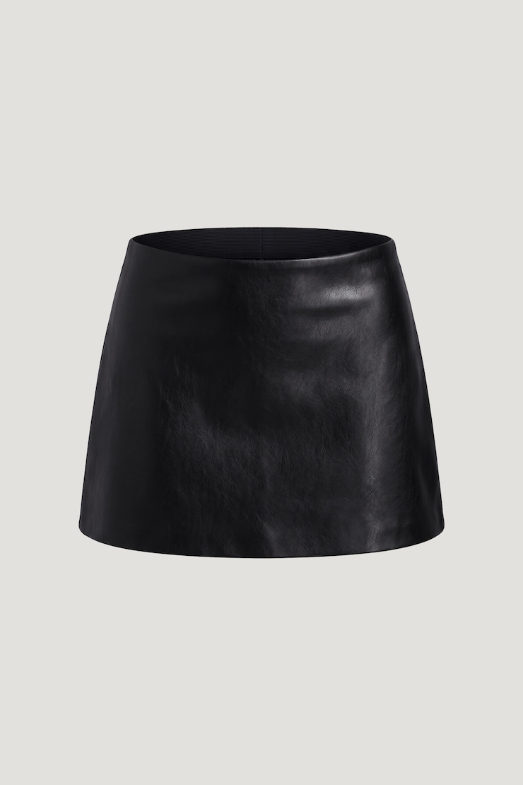 Stacie Faux Leather Mini Skort Faux Leather Jet Black large