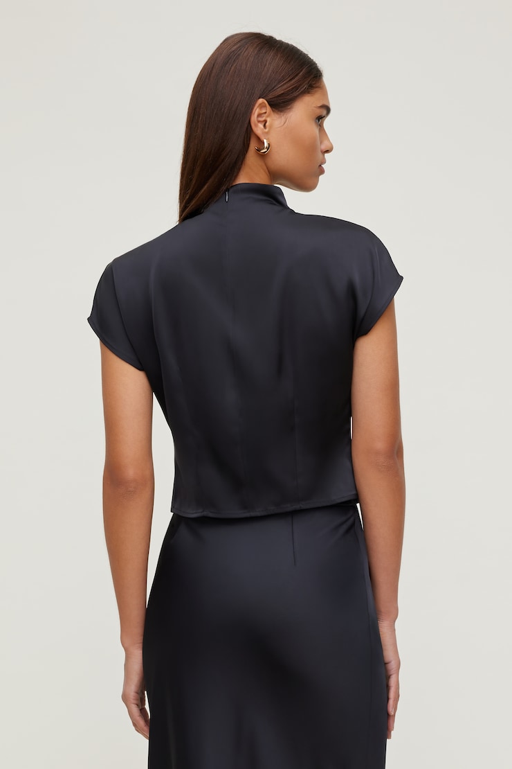 Ella Layered Satin Blouse Jet Black large