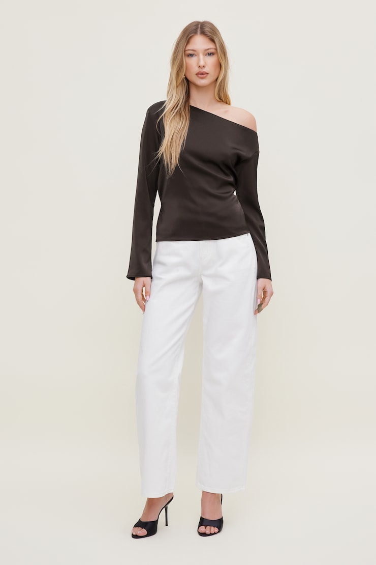 Alexa Satin Blouse Java Brown large