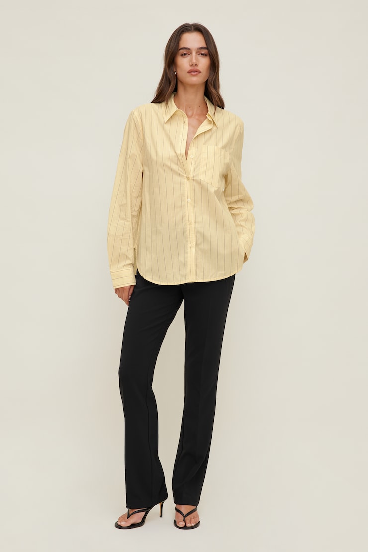 Isla Poplin Shirt Yellow / Grey / White Stripes large