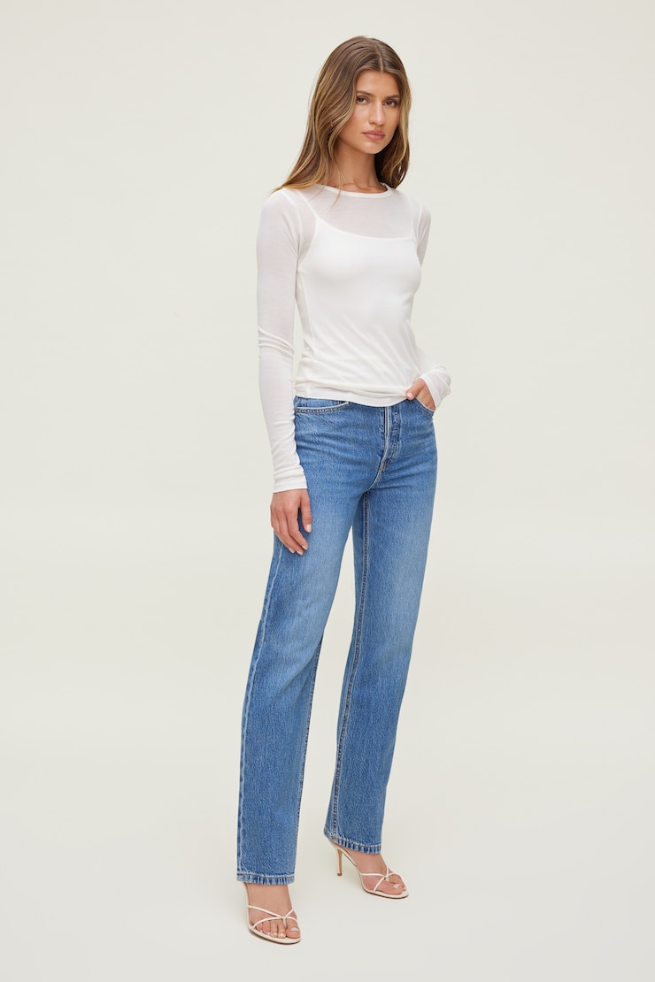 Olivia Comfort High Rise Straight Leg Jeans Medium Indigo / Aspen Blue large