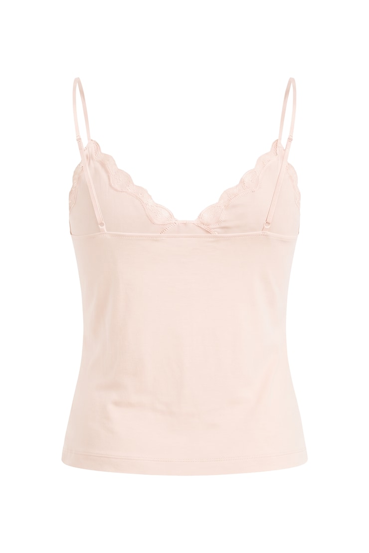 Plunge Lace Trim Cami Top, Frost Pink, large