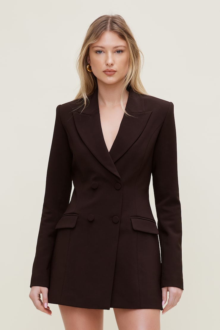 Minirobe une pièce style veston Sloane Bourgogne laque cerise large