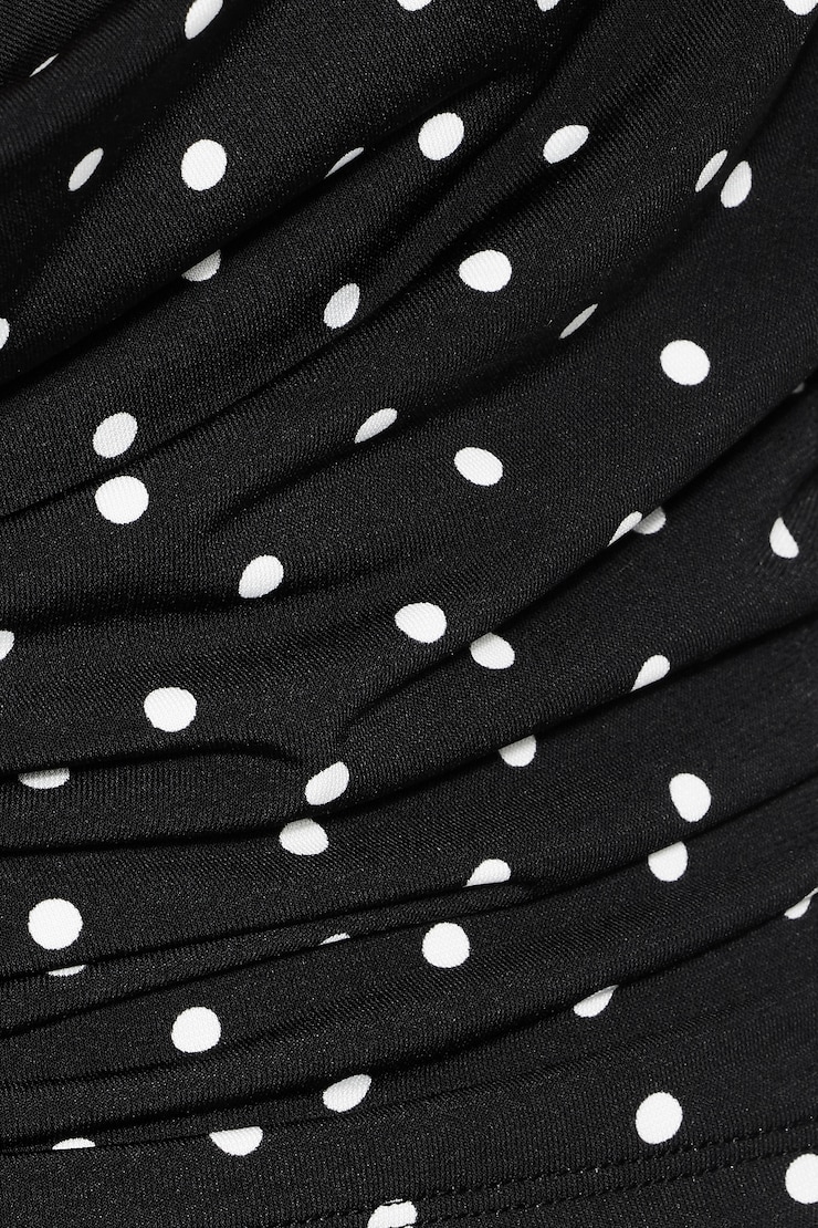 Cowl Neck Halter Top, Jet Black/White Polka Dots, large