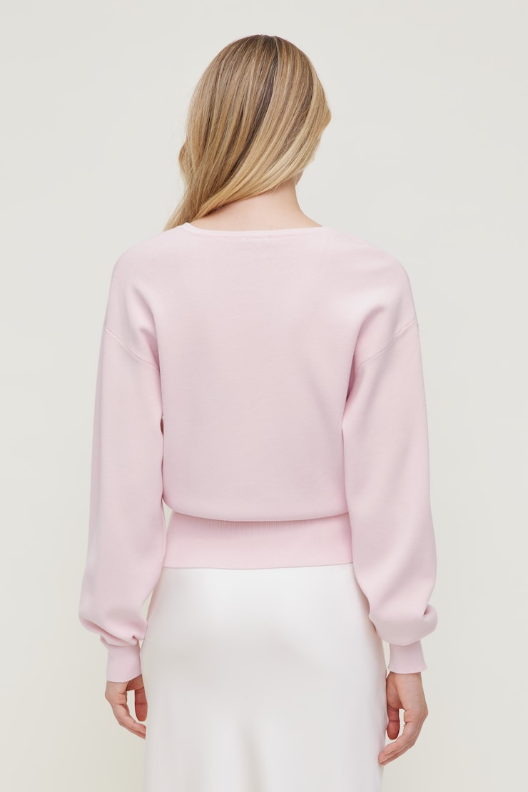 V Neck Cardigan Pale Lilac Pink large
