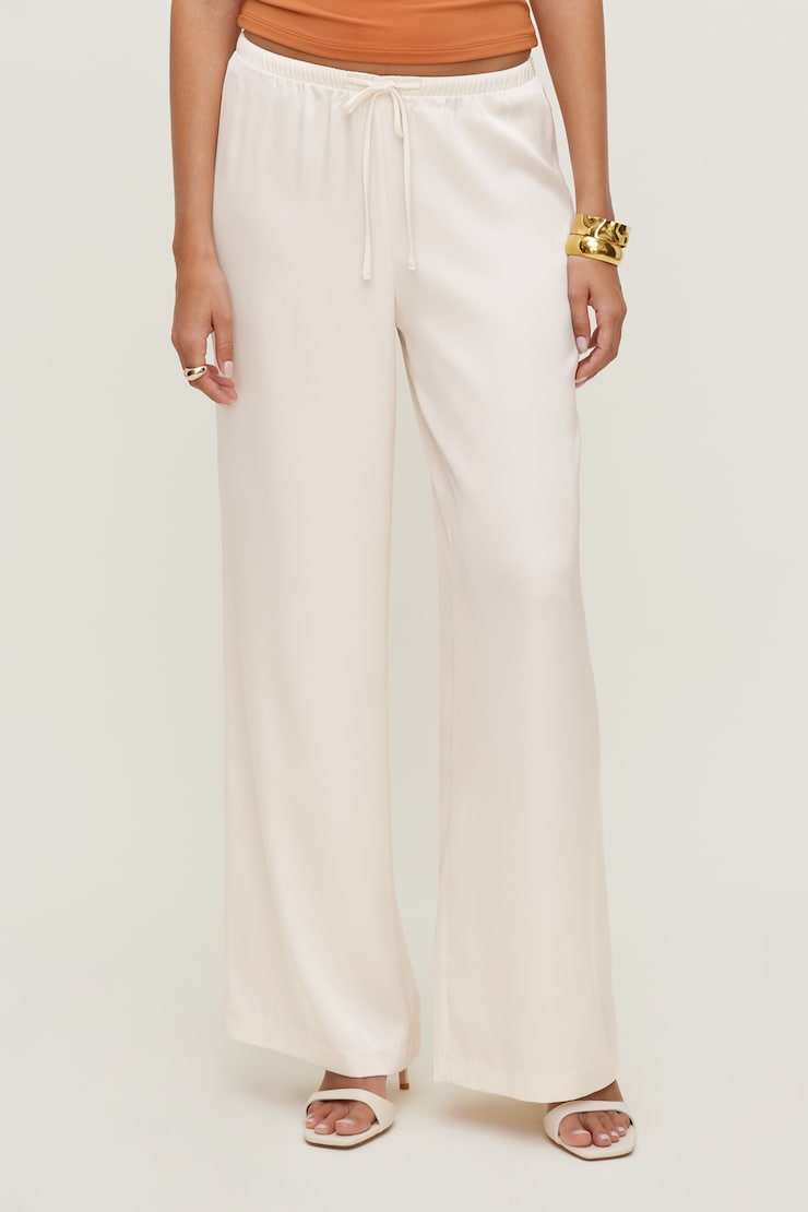 Pantalon en satin à jambe large Leo