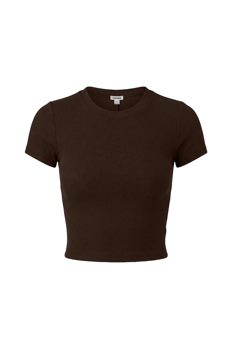 SnatchRib Cropped Crewneck T-Shirt, Armadillo Brown, large