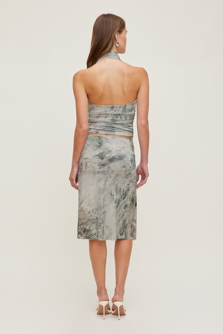 Asymmetric Draped Midi Skirt Blue | Dynamite