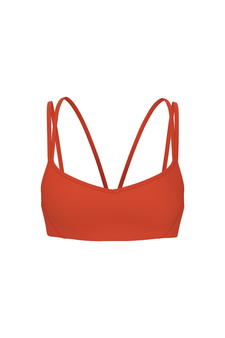 Bralette ultra-écourtée à bretelles doubles Active, Orange Paloma épicé, large
