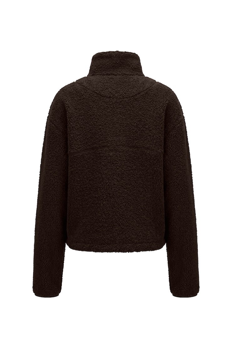 Sherpa Full Zip Jacket, Chocolate Mousse Brown, large