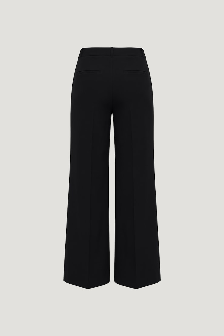 Crepe High Rise Wide Leg Pants Jet Black large