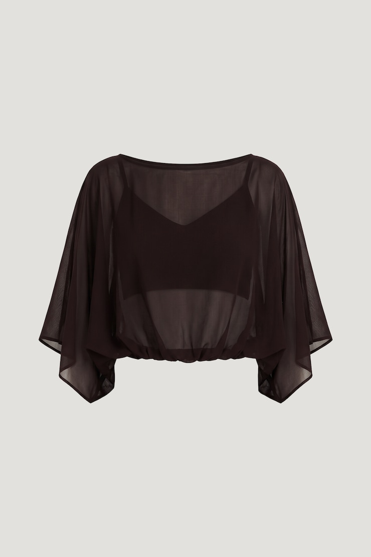Bubble Cape Top Cherry Lacquer Burgundy large