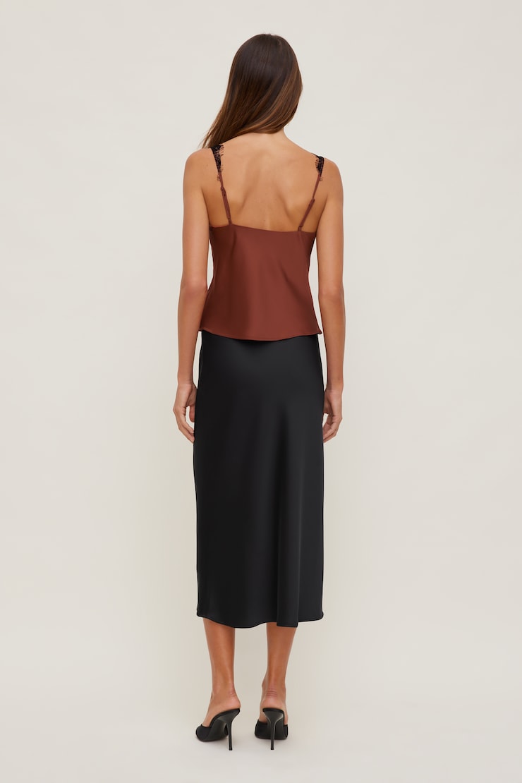 Satin Lace Cami Top Dark Paprika Burgundy large