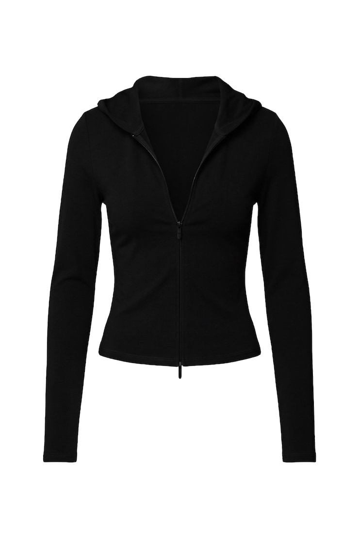 StretchTerry™ Hooded Zip Up, Jet Black, large