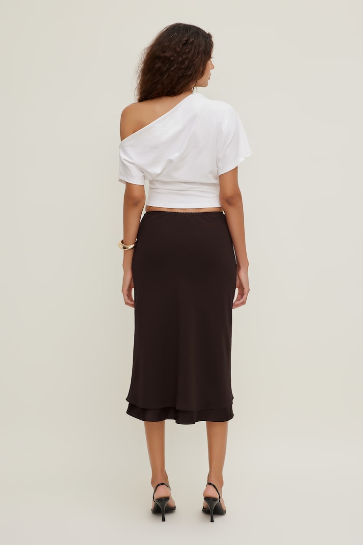 Georgette Satin Midi Skirt Cherry Lacquer Burgundy large
