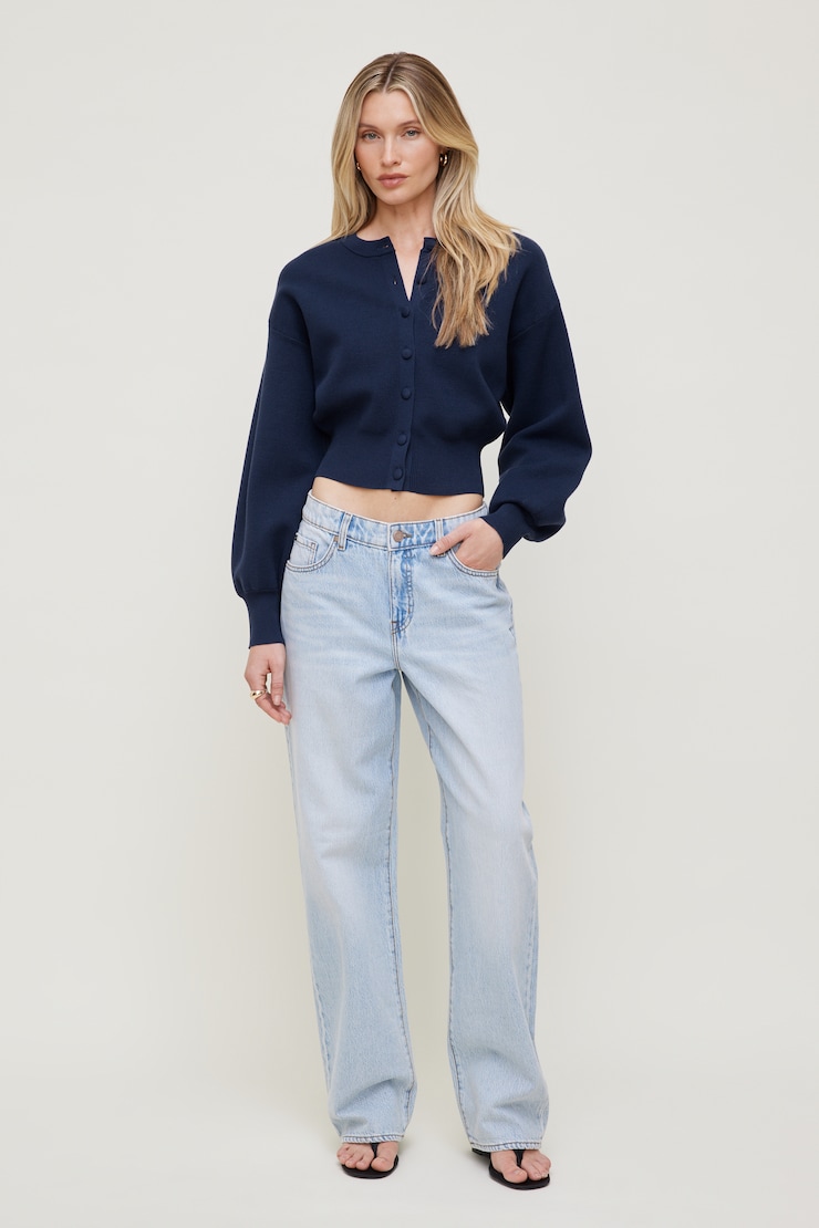 Balloon Sleeve Cardigan Blue | Dynamite