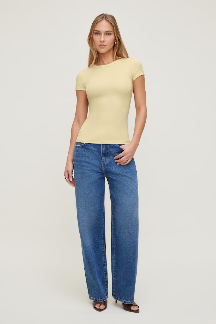 Rumi Crewneck T Shirt Pale Yellow large