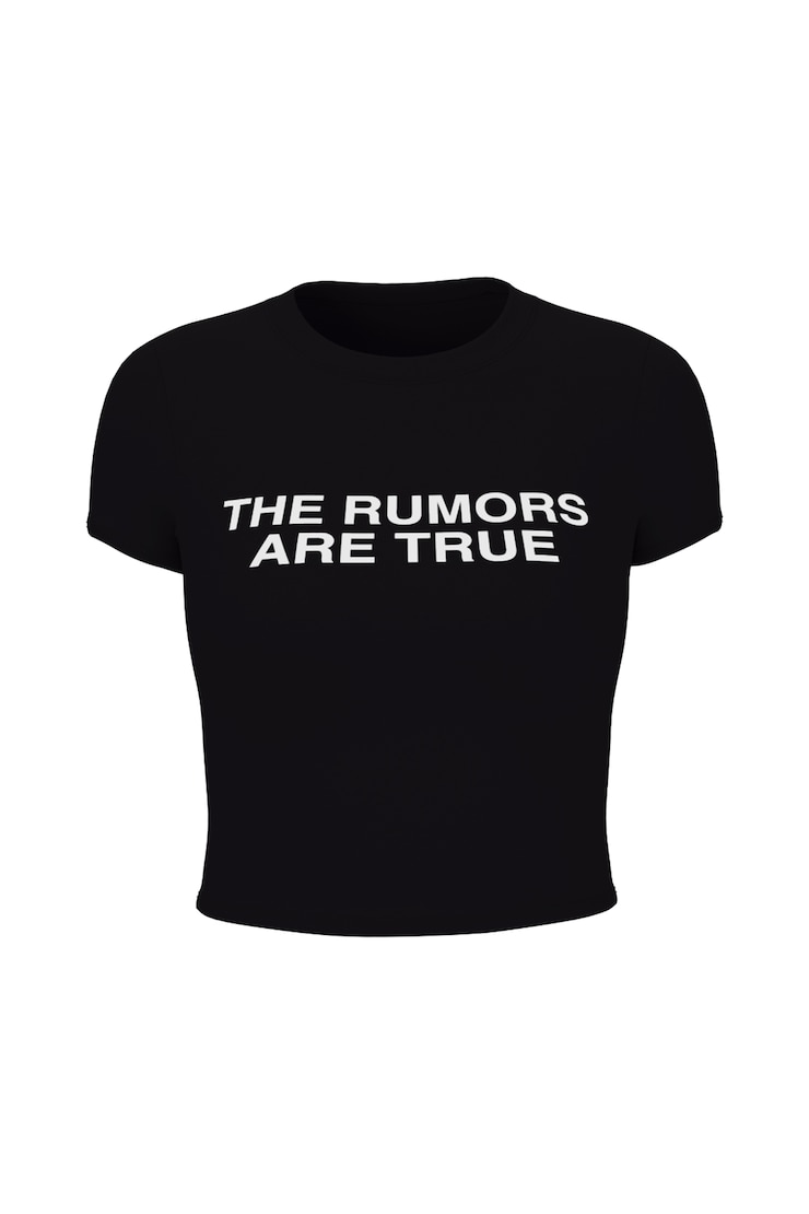 SuperSoft Cropped Crewneck T-Shirt, Naughty Navy Blue with Rumors Art, large