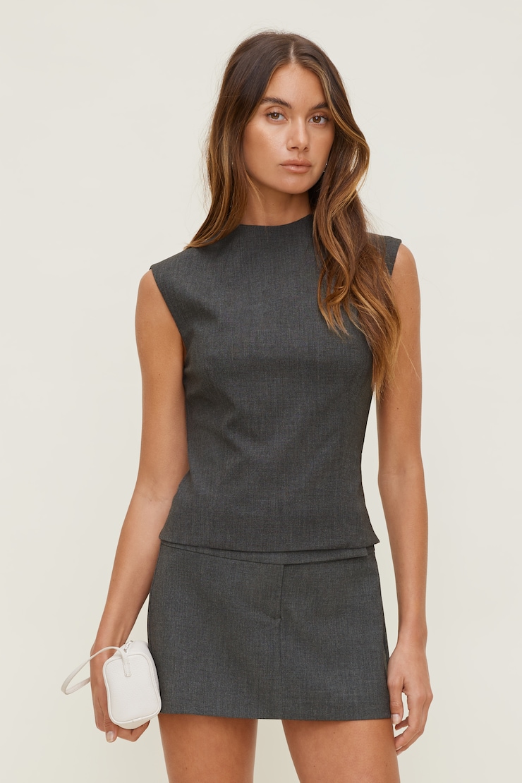 Mock Neck Top Anchor Grey Melange large
