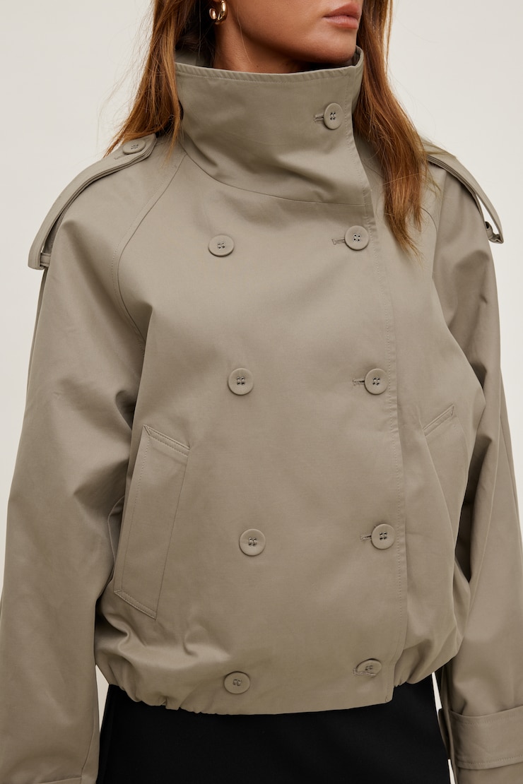Siena Trench Bomber Jacket Desert Taupe Beige large
