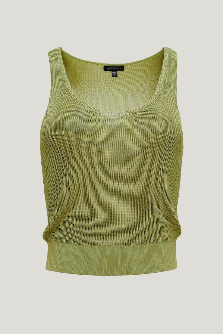 High Shine Sweater Tank Top Fern Green large
